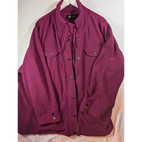 ActiveZone Jackets & Blazers - ActiveZone Women Berry Purple Fleece Full Zip Snap Jacket Funnel Neck 2-3x